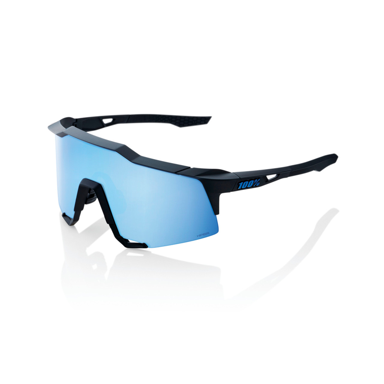 100% Speedcraft Baseball Sunglasses Matte Black w/ HiPER Blue Lens