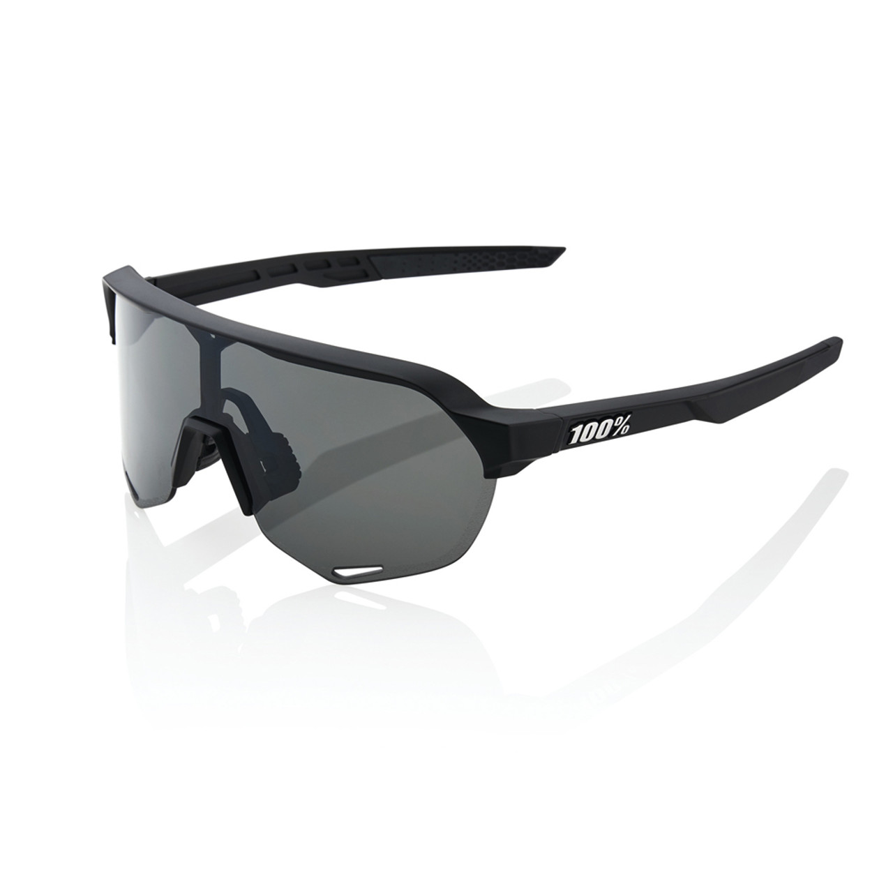 100% S2 Baseball Sunglasses Soft Tact Black w/ Smoke Lens 60006-00000