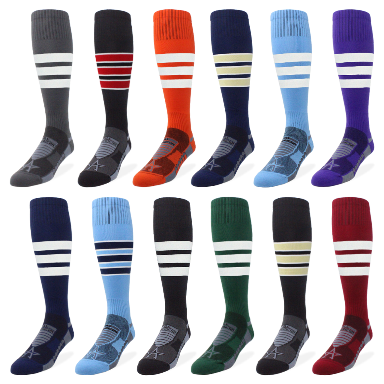 All American Striped Socks | White