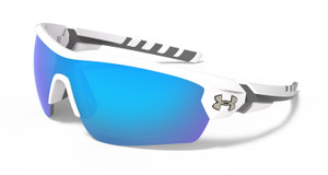 Under Armour Rival Satin White w/ Blue Lens Sunglasses 8600090-110961