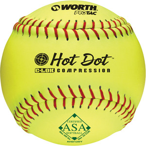 Worth AHD12SY 12” Hot Dot ASA/USA Slowpitch Softball – Dozen