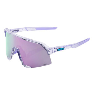 100% S3 Baseball Sunglasses Polished Translucent Grey w/ Purple