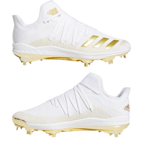 Adidas Adizero Afterburner 6 Men's White & Gold Metal Baseball Cleats Adidas Adizero Afterburner 6 Men's White & Gold Metal Baseball Cleats