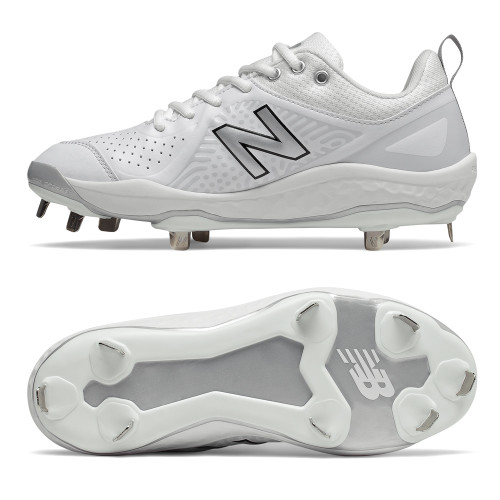 new balance all white metal softball cleats