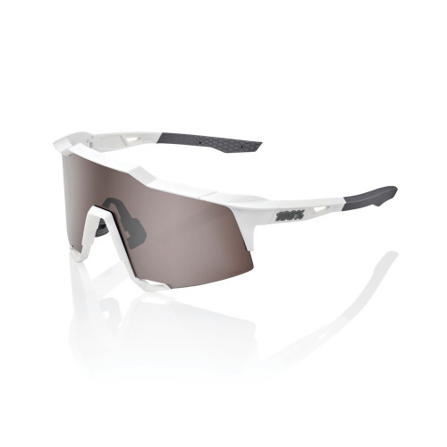 100% Speedcraft Baseball Sunglasses Matte White w/ HiPER Silver Lens 61001-404-03