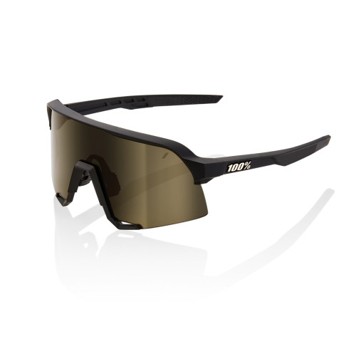 100% S3 Baseball Sunglasses Black w/ Soft Gold Lens 61034-258-01