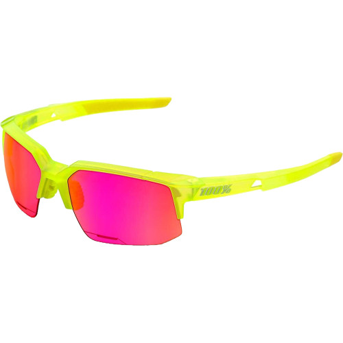 100% Speedcoupe Baseball Sunglasses Acidulous w/ Purple Mirror Lens 61021-257-72