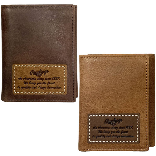 Rawlings Baseball Stitch Bifold Leather Wallet - Tan