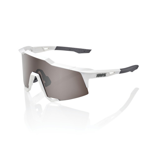 100% Speedcraft Baseball Sunglasses Matte White w/ HiPER Silver Lens 60007-00006