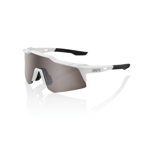 100% Speedcraft XS Youth Baseball Sunglasses Matte White w/ HiPER Silver Lens 60009-00003
