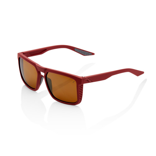100% Renshaw Baseball Lifestyle Sunglasses Soft Tact Crimson w/ Bronze Lens 60021-00003
