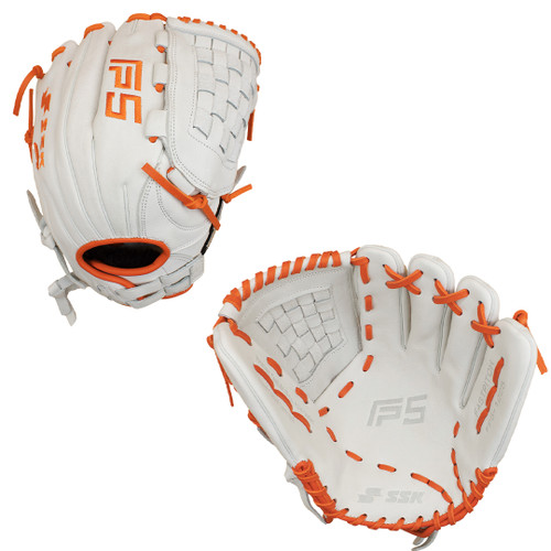 SSK FP5 12.25" Fastpitch Softball Glove FP5-1225WHTORG10 SSK FP5 12.25" Fastpitch Softball Glove FP5-1225WHTORG10