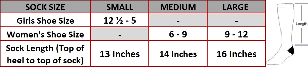 Softball Sock Size Chart