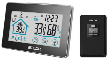 BALDR wireless thermometer and hygrometer with remote sensor