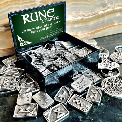 Rune Charms by Deva Designs, shown with Viking / Norse  keychains Rune Charms by Deva Designs, shown with Viking / Norse  keychains