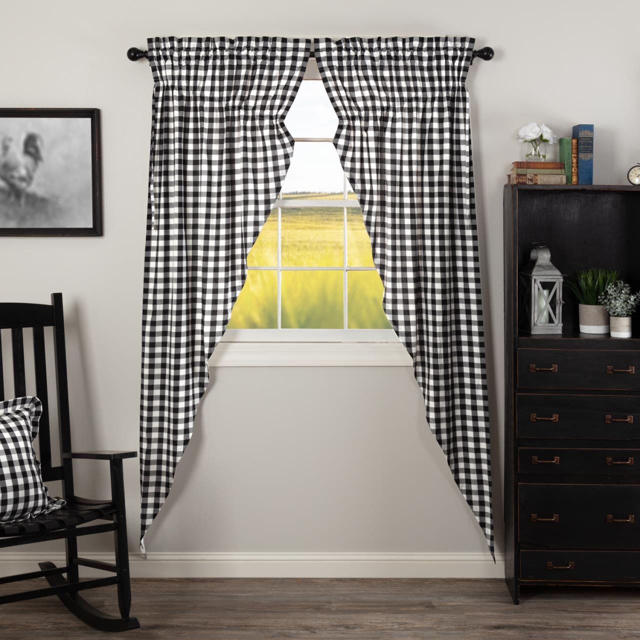 Annie Buffalo Black Check Prairie Long Curtains