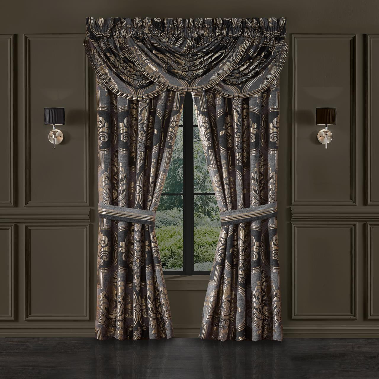 Savoy Pewter Curtain Pair by J Queen New York | Paul's Home Fashions