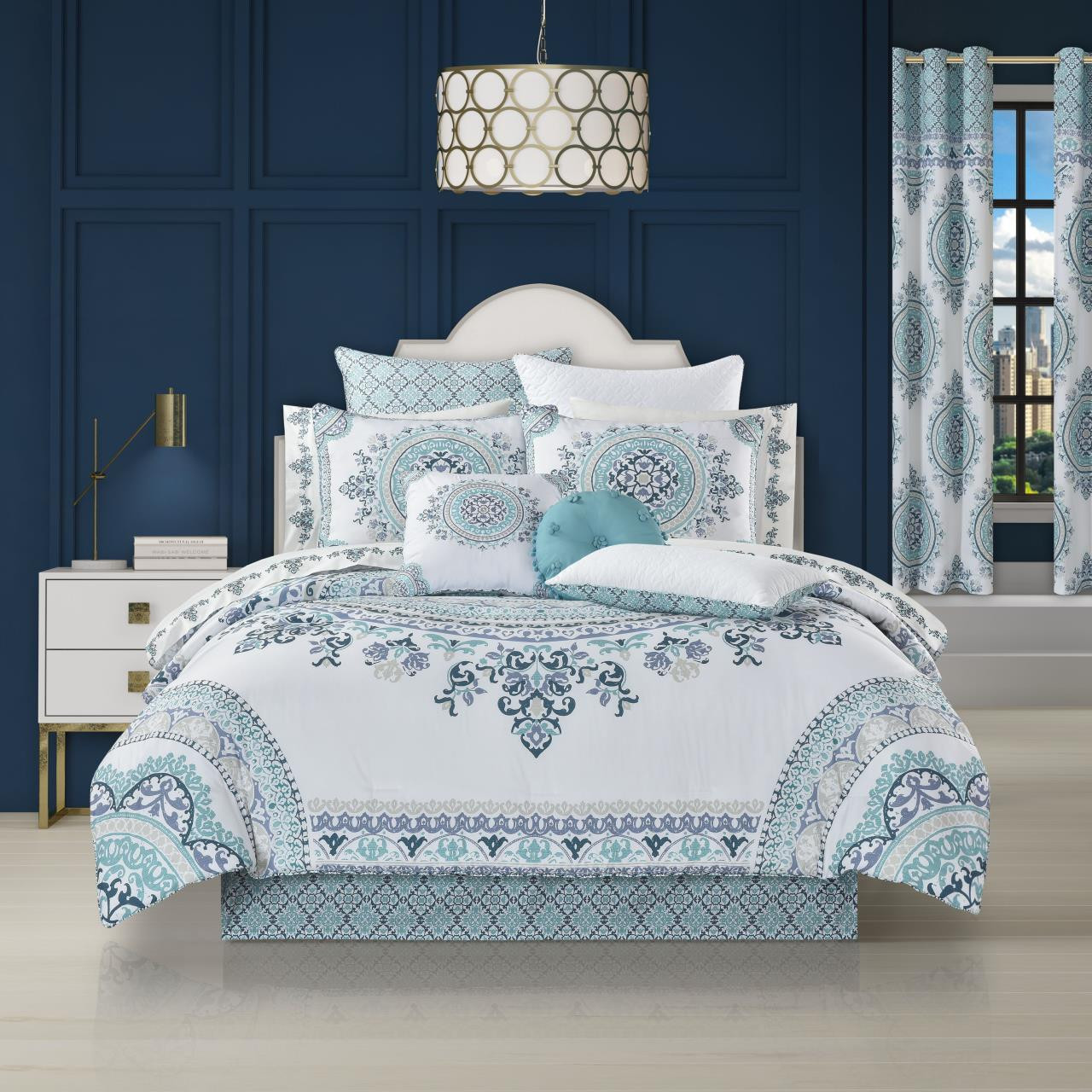 Afton Blue Comforter Set by Royal Court Paul's Home Fashions
