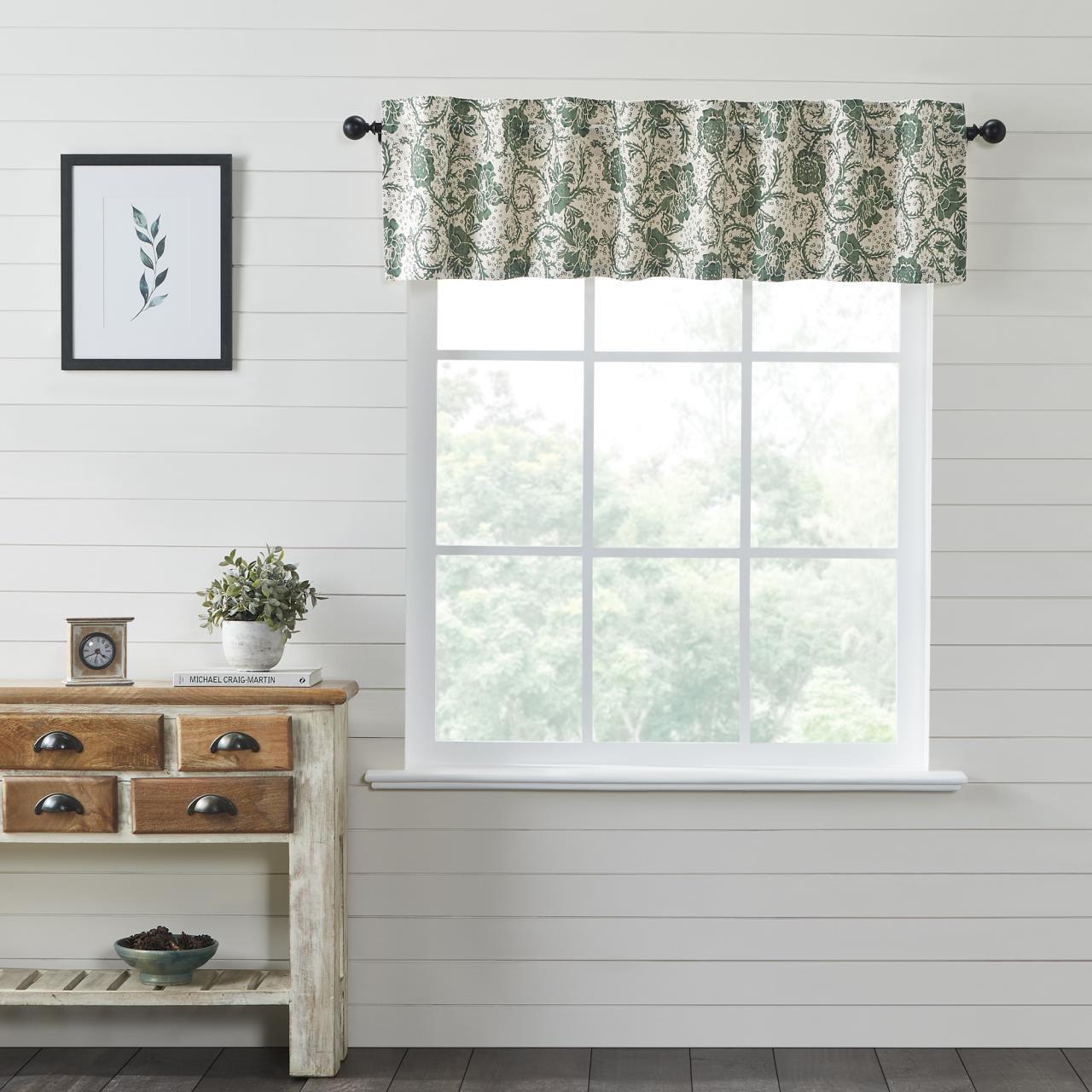 Dorset Green Floral Valance