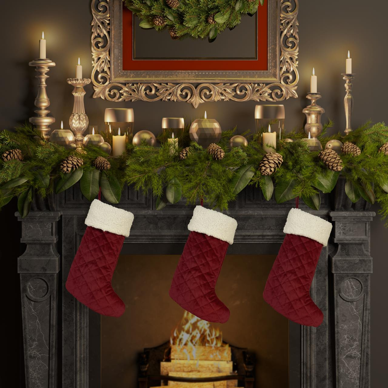 Casey Sherpa Crimson Christmas Stocking by J Queen New York