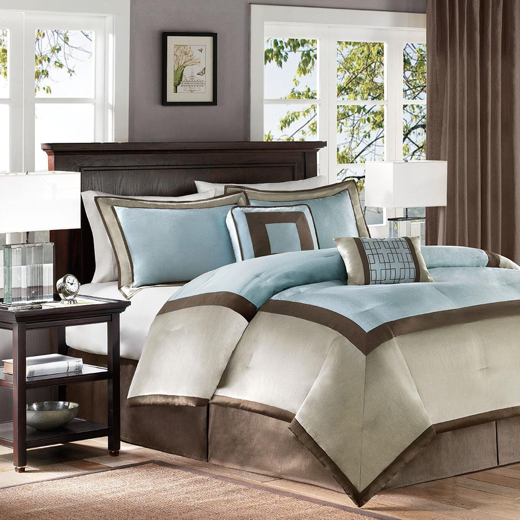 掛け布団 7点セット Genevieve/Blue 海外クイーンサイズ Genevieve 7 Piece Comforter Set by Madison Park | Paul's Home Fashions