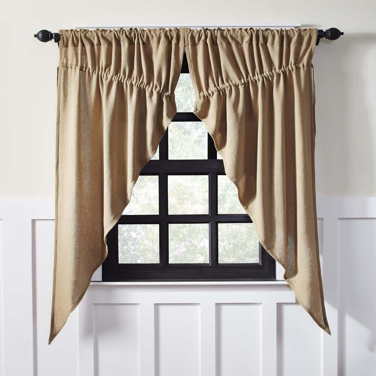 Burlap Antique White Prairie Curtain Set
