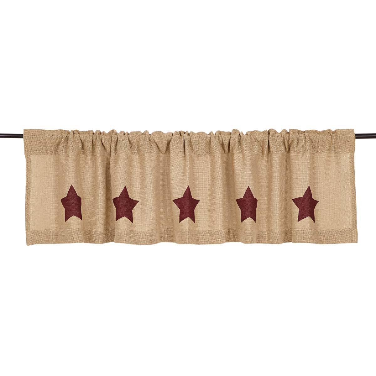 VHC Brands Burlap Stencil Stars Valance