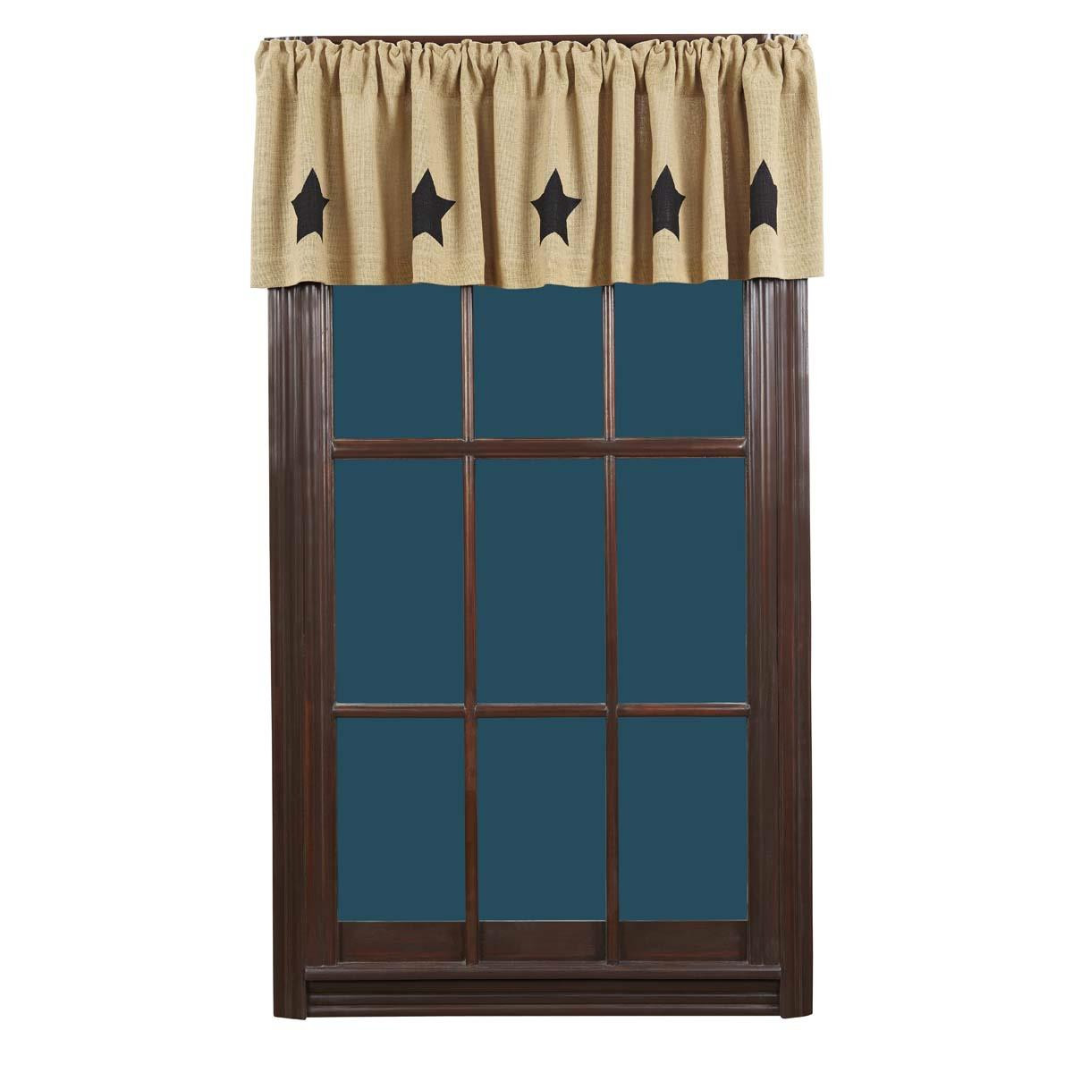 VHC Brands Burlap Stencil Stars Valance - Thumbnail 2