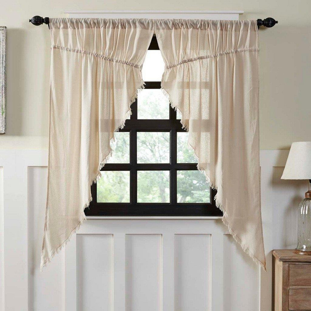 tobacco fabric curtains Tobacco Cloth Fringed Prairie Curtain Set