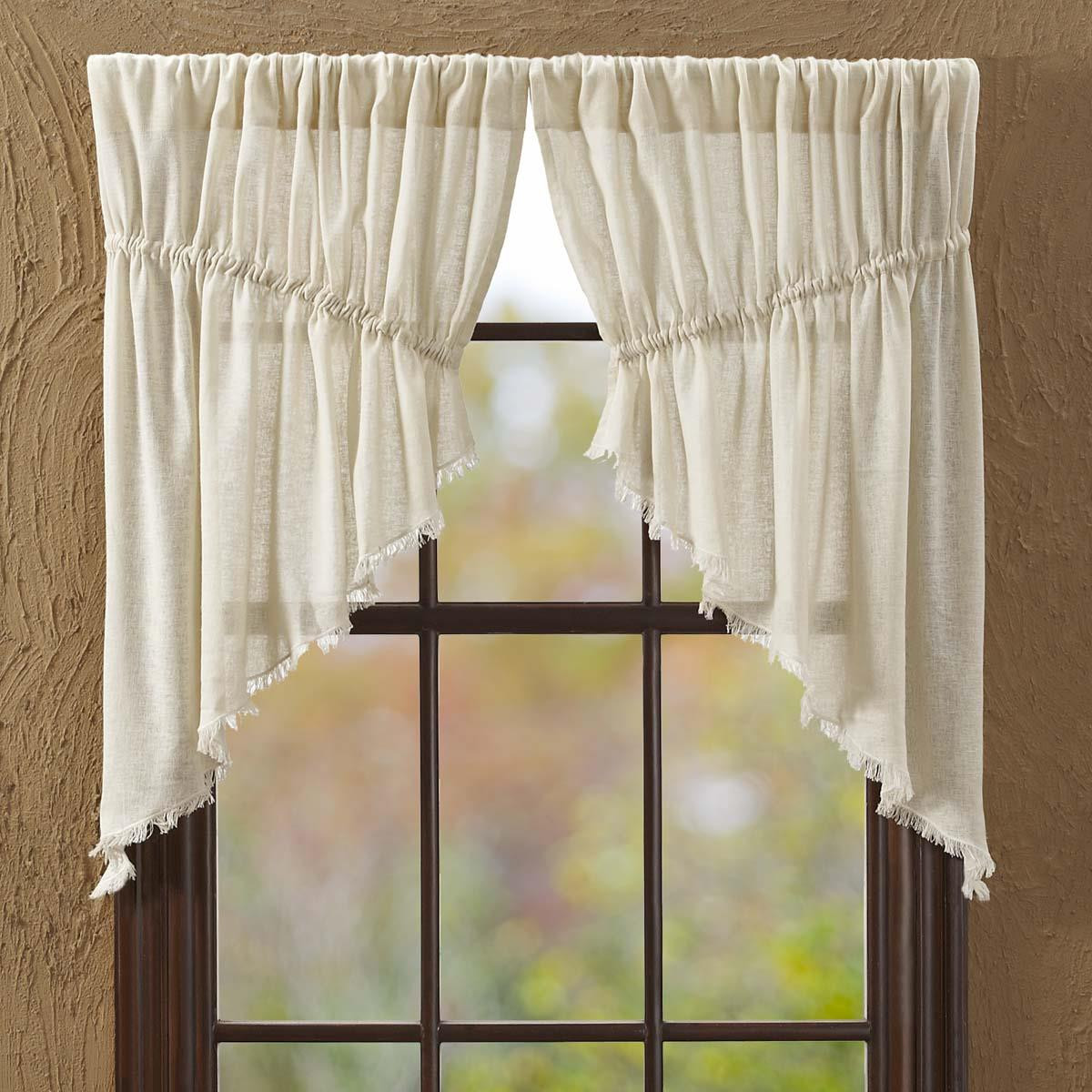 Tobacco Cloth Fringed Prairie Swag Set