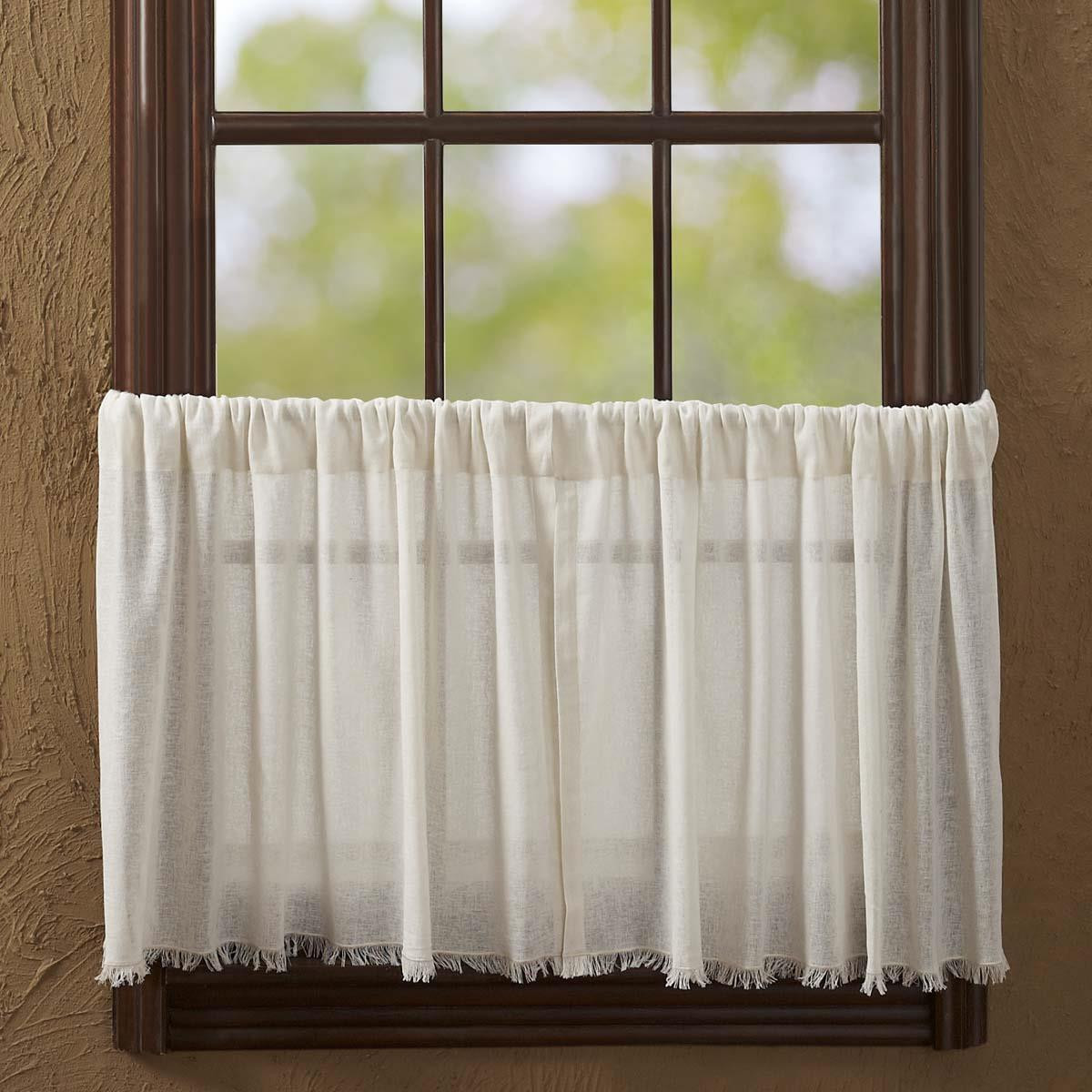 Tobacco Cloth Antique White Tier Fringed Set of 2