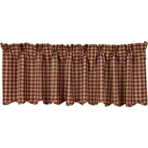 Burgundy Farmhouse Check Valance - 841985081284