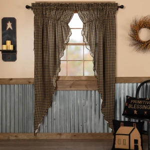 Black Check Scalloped Prairie Long Panel Set - 840528179037