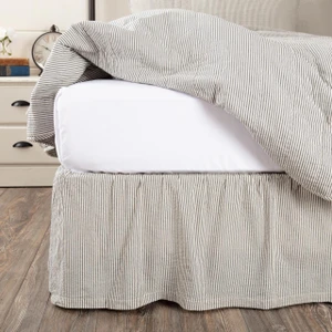 Hatteras Seersucker Blue Ticking Stripe Bed Skirt - 840528183393