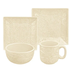 Savannah Cream 16-Piece Ceramic Western Dinnerware Set - 890830125222