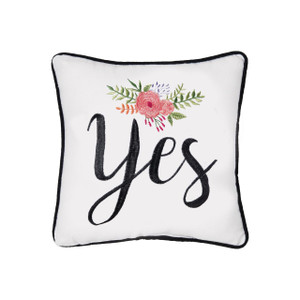 Yes/No Embroidered Pillow - 008246747192