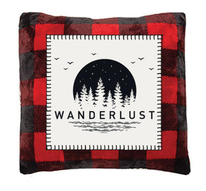 Red Buffalo Plaid Wanderlust Rustic Pillow - 357311327518