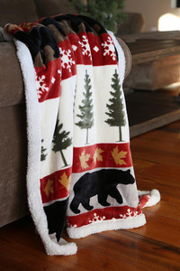 Tall Pine Rustic Cabin Sherpa Throw - 357311269962