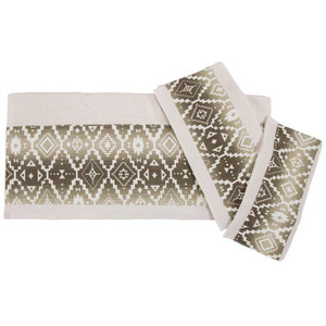 Chalet Aztec Applique Cream Bath Towe 3 Piece  Set  of 2 - 819652023882