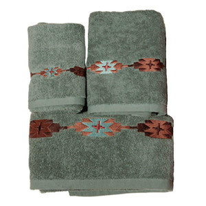Navajo Towel Turquoise 3 Piece  Set of Two - 890830112345