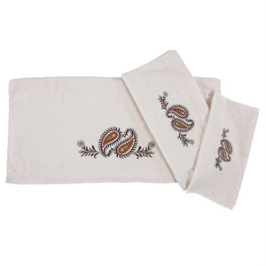 Rebecca Embroidered Western Paisley 3PC Bath Towel Set  of 2 - 819652023974