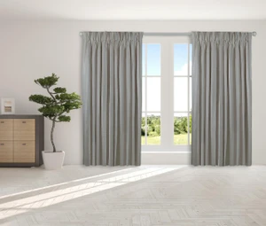 Grasscloth Pinch Pleated Curtain Pair - 842249040962