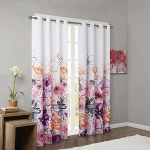 Olivia Floral Grommet Blackout Curtain - 675716846145