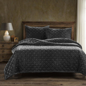 Stella Silk Velvet Slate Bedding Collection -