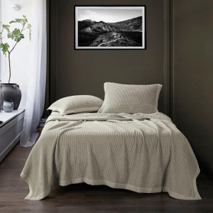 Waffle Weave Light Tan Coverlet Set - 840118804554