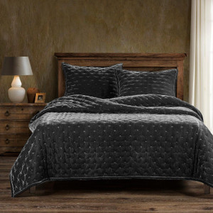Stella Slate Silk Velvet Quilt Set - 840118808217