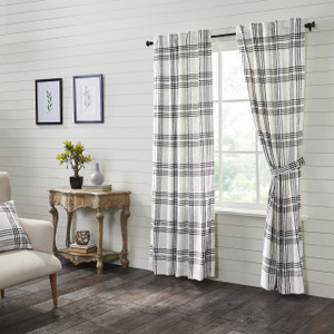 Black Plaid Curtain Pair - 810055898374