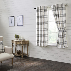 Black Plaid Short Curtain Pair - 810055898381