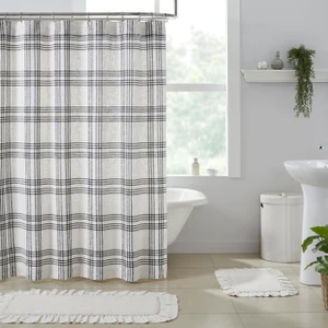 Black Plaid Shower Curtain - 810055898442