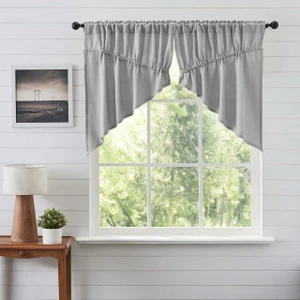 Burlap Dove Grey Prairie Swag Pair - 810055893928